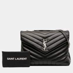Pre Owned Saint Laurent Paris Black Medium Matelasse Leather LouLou Shoulder Bag