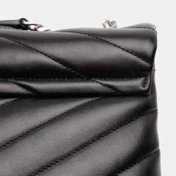 Pre Owned Saint Laurent Paris Black Medium Matelasse Leather LouLou Shoulder Bag