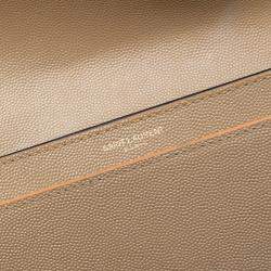 مملوكة مسبقًا Saint Laurent Paris Brown Grain De Poudre Monogram Cassandra Chain Wallet