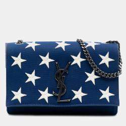 Pre Owned حقيبة كروس بودي سان لوران باريس مونوجرام قماش مطرز بنجوم زرقاء صغيرة