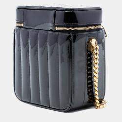 Pre Owned Saint Laurent Paris Black Patent Vicky Vanity Bag