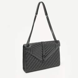 Pre Owned حقيبة كتف سان لوران جلد أزرق كبير ماتيلس مظر وف مونوغرام