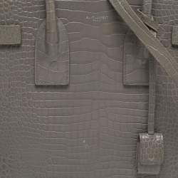 مملوكة مسبقًا Saint Laurent Classic Sac De Jour Small Grey Croc Embossed Leather Tote