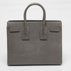 مملوكة مسبقًا Saint Laurent Classic Sac De Jour Small Grey Croc Embossed Leather Tote