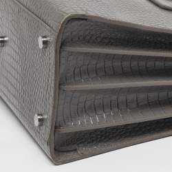 مملوكة مسبقًا Saint Laurent Classic Sac De Jour Small Grey Croc Embossed Leather Tote