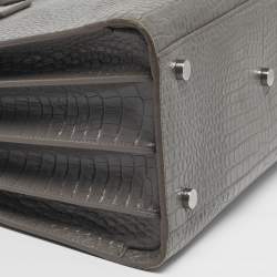 مملوكة مسبقًا Saint Laurent Classic Sac De Jour Small Grey Croc Embossed Leather Tote