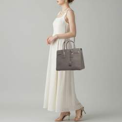 مملوكة مسبقًا Saint Laurent Classic Sac De Jour Small Grey Croc Embossed Leather Tote