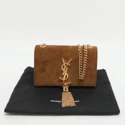 Pre Owned Saint Laurent Paris Kate Small Khaki Suede Shoulder Bag