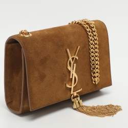 Pre Owned Saint Laurent Paris Kate Small Khaki Suede Shoulder Bag