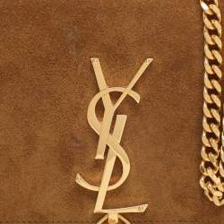 Pre Owned Saint Laurent Paris Kate Small Khaki Suede Shoulder Bag