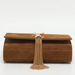 Pre Owned Saint Laurent Paris Kate Small Khaki Suede Shoulder Bag