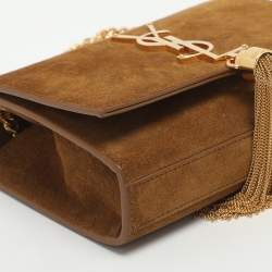 Pre Owned Saint Laurent Paris Kate Small Khaki Suede Shoulder Bag