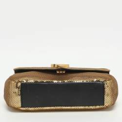 Pre Owned Saint Laurent Paris Monogram Baby Gold Leather and Sequins Shoulder Bag