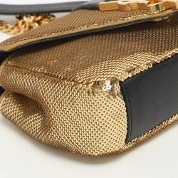 Pre Owned Saint Laurent Paris Monogram Baby Gold Leather and Sequins Shoulder Bag