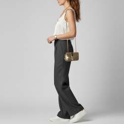 Pre Owned Saint Laurent Paris Monogram Baby Gold Leather and Sequins Shoulder Bag