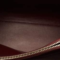 Pre Owned Saint Laurent Classic Sac De Jour Baby Dark Red Croc Embossed Leather Tote