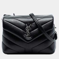 Pre Owned Saint Laurent Paris Black Toy Matelasse Leather Monogram LouLou Crossbody