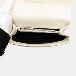 Pre Owned Saint Laurent Paris White Medium Chevron Sheepskin Monogram College Satchel
