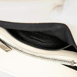 Pre Owned Saint Laurent Paris White Medium Chevron Sheepskin Monogram College Satchel