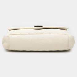 Pre Owned Saint Laurent Paris White Medium Chevron Sheepskin Monogram College Satchel