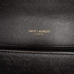 Pre Owned Saint Laurent Paris Black Grain De Poudre Monogram Cassandra Chain Wallet