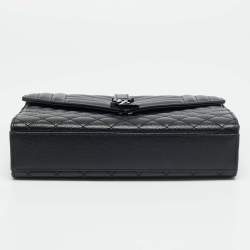 Pre Owned Saint Laurent Envelope Medium Black Mix Matelassé Leather Chain Bag