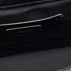 Pre Owned Saint Laurent Envelope Medium Black Mix Matelassé Leather Chain Bag