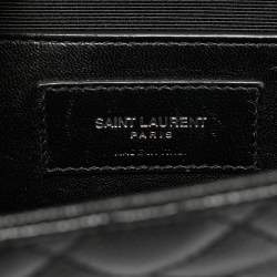 Pre Owned Saint Laurent Envelope Medium Black Mix Matelassé Leather Chain Bag