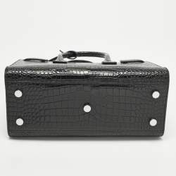 Pre Owned Saint Laurent Classic Sac De Jour Baby Black Croc Embossed Leather Tote