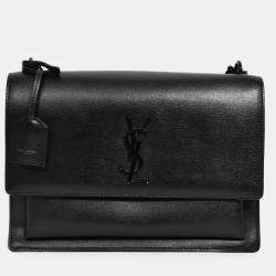 Pre Owned Saint Laurent 2020 Black Leather Large Sunset Shoulder Bag