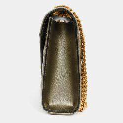 Pre Owned حقيبة كتف سلسلة مغلف جلد مبطن ثلاثي لون بندقي سان لوران