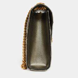 Pre Owned حقيبة كتف سلسلة مغلف جلد مبطن ثلاثي لون بندقي سان لوران