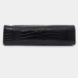 مملوكة مسبقًا Saint Laurent Black Croc Embossed Manhattan Shoulder Bag