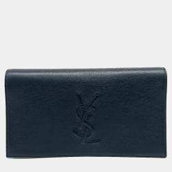 Pre Owned Saint Laurent Paris Black Leather  Clutch (361120)