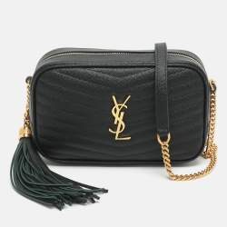 Pre Owned حقيبة كروس سان لوران لو كاميرا جلد سوداء مبطنة