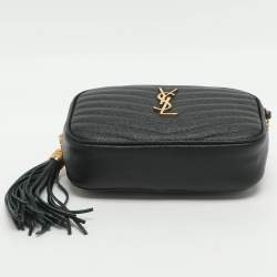 Pre Owned حقيبة كروس سان لوران لو كاميرا جلد سوداء مبطنة