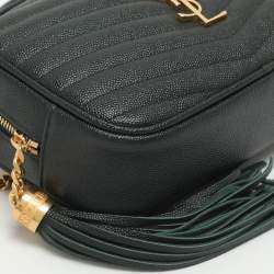 Pre Owned حقيبة كروس سان لورا ن لو كاميرا جلد سوداء مبطنة