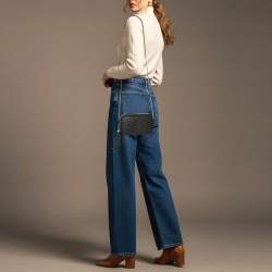 Pre Owned حقيبة كروس سان لوران لو كاميرا جلد سوداء مبطنة