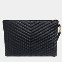 Pre Owned Saint Laurent Paris Black Monogram Clutch New Medium (559193)