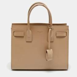 Pre Owned Saint Laurent Classic Sac De Jour Baby Beige Leather Tote