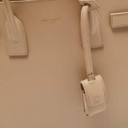 Pre Owned Saint Laurent Classic Sac De Jour Baby Beige Leather Tote