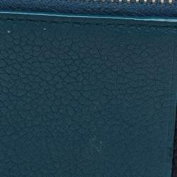 Pre Owned Saint Laurent Fragments Zip Dark Teal Blue/Navy Leather Card Case