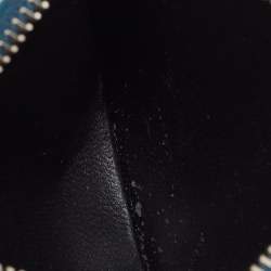 Pre Owned Saint Laurent Fragments Zip Dark Teal Blue/Navy Leather Card Case