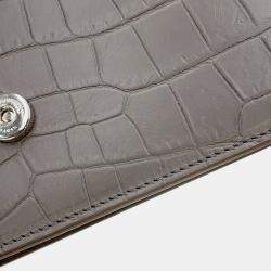مملوكة مسبقًا Saint Laurent Paris Kate Chain Wallet Gray Croco Embossed Leather
