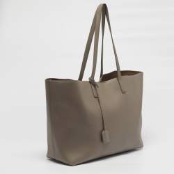 Pre Owned حقيبة تسوق سان لوران شرق غرب جلد بيج