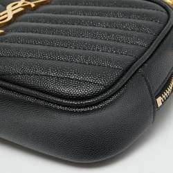 Pre Owned Saint Laurent Lou Mini Black Matelassé Leather Crossbody Bag