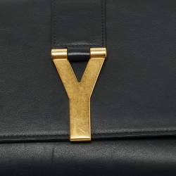 Pre Owned Saint Laurent Y-Ligne Black Leather Clutch