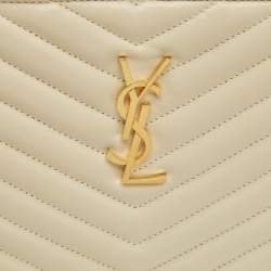 Pre Owned Saint Laurent Cassandre Beige Matelassé Leather Tablet Pouch