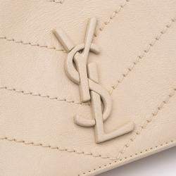 مملوكة مسبقًا حقيبة كتف سان لوران باريس نوليتا مونوغرام شيفرون جلدية بنية صغيرة