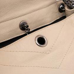 مملوكة مسبقًا حقيبة كتف سان لوران باريس نوليتا مونوغرام شيفرون جلدية بنية صغيرة